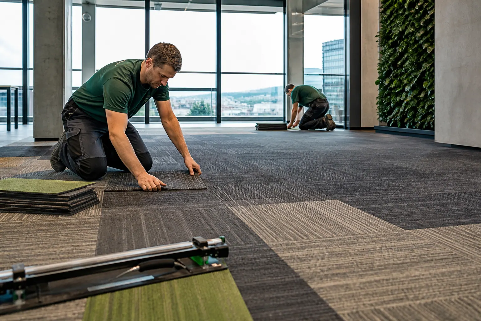 Professional carpet tile installation