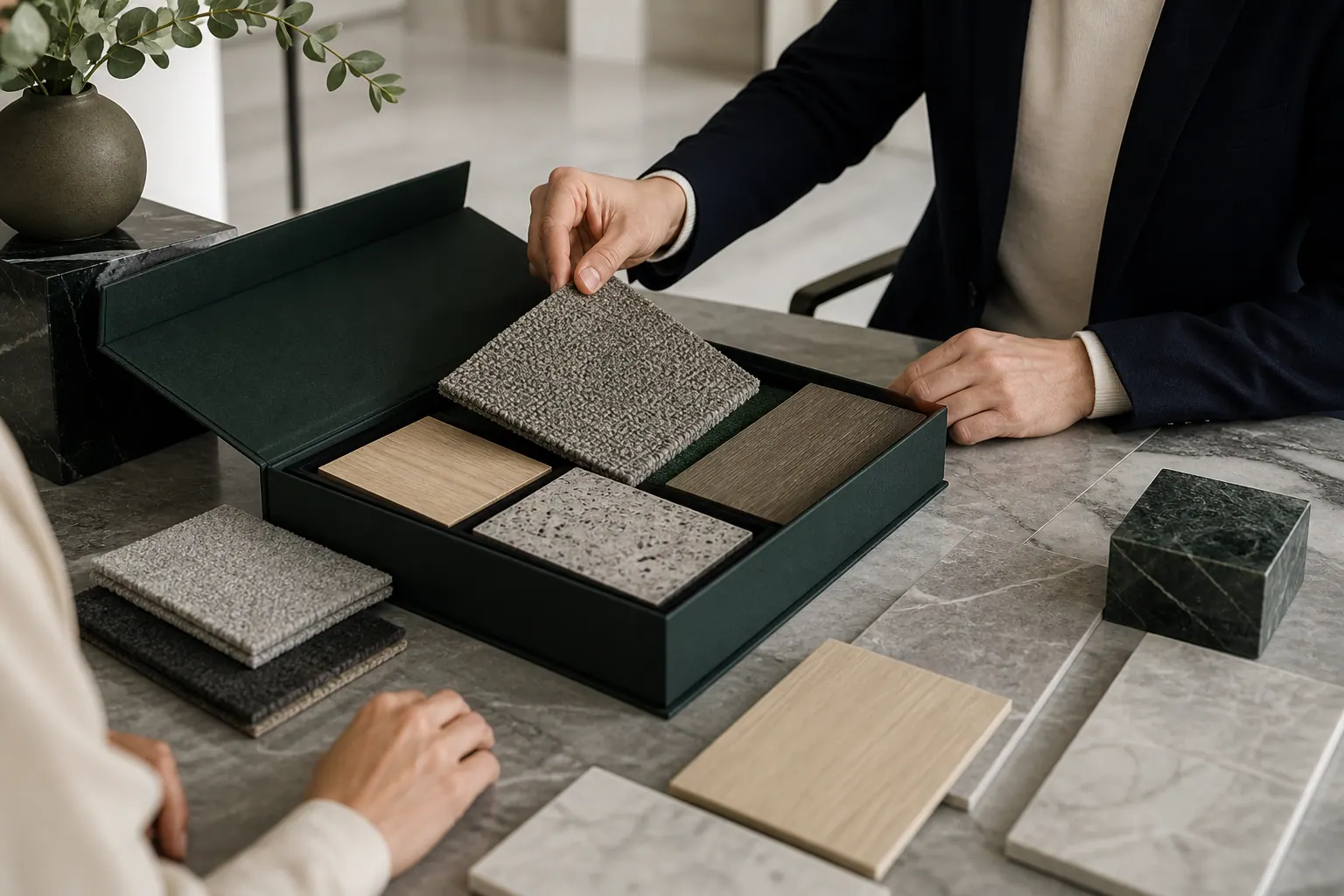 Curated flooring sample presentation